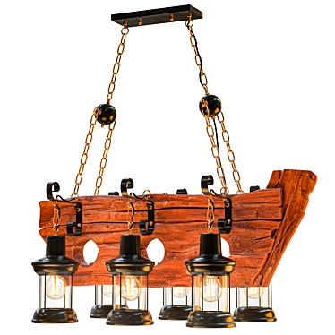 Vintage Boat Loft Chandelier 3D model image 1 