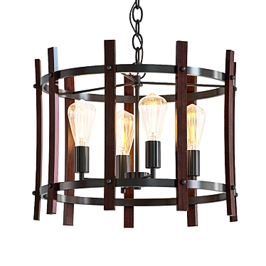 Industrial Style 4-Lamp Chandelier 3D model image 1 