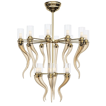 Honey Glow Murano Chandelier 3D model image 1 