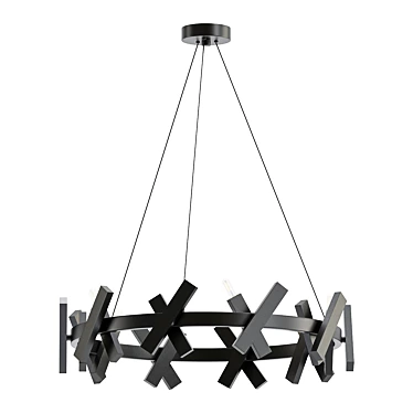 Elegant Wells Matte Black Chandelier 3D model image 1 