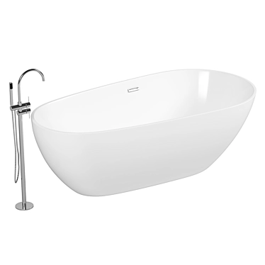Modern Oval Acrylic Bathtub 3D model image 1 