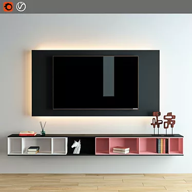 Customizable Uffizi TV Wall Unit 3D model image 1 