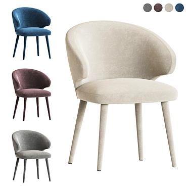 Cardinale Velvet Dining Chair: Modern Elegance 3D model image 1 
