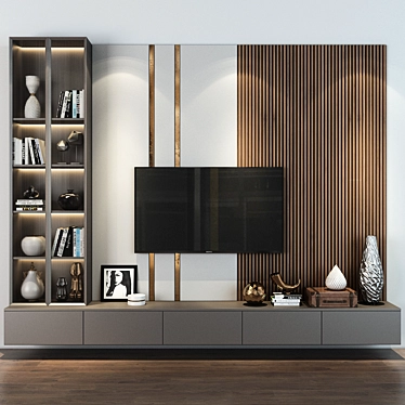 Sleek TV Wall Set | 69 3D model image 1 