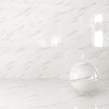 Statuario White 60x60 Porcelain Tile: HD Textures, Corona & Vray Material 3D model image 1 