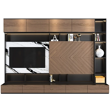  Modern TV Wall Set - 10-Piece Ensemble. 3D model image 1 