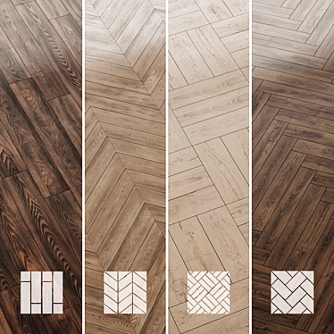 Heritage Chestnut & Oak Wood Flooring Set 3D model image 1 