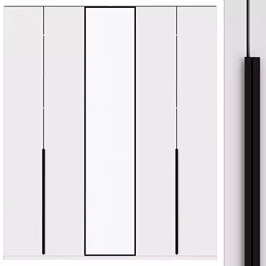 Minimalist Mirrored Wardrobe | H 2850mm x L 2400mm 3D model image 1 