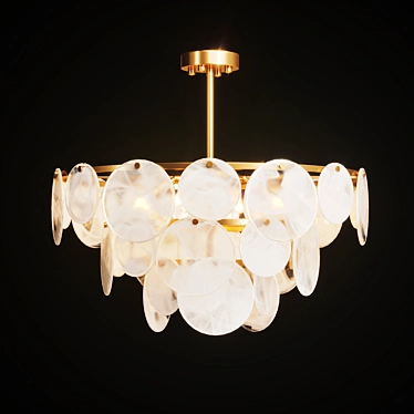 Elegant Smoked Glass Disc Chandelier 3D model image 1 