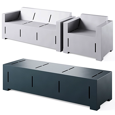 Manoa Park Benches: Stylish Seating by Univers & Cité 3D model image 1 