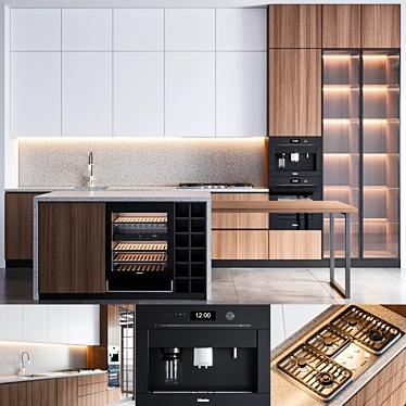 Modern Kitchen Cabinet Set 3D model image 1 