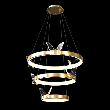 Glowing Butterfly LED Chandeliers 3D model image 1 