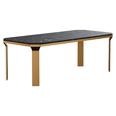 Elegant Black Marble Dining Table 3D model image 1 