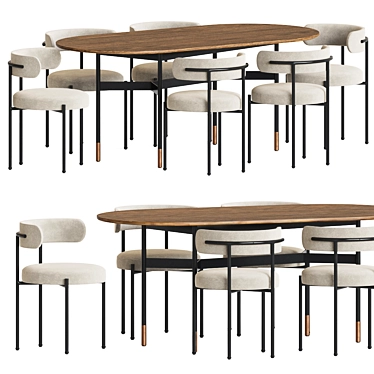 Elegant Inesse Chair & Harri Table Dining Set 3D model image 1 