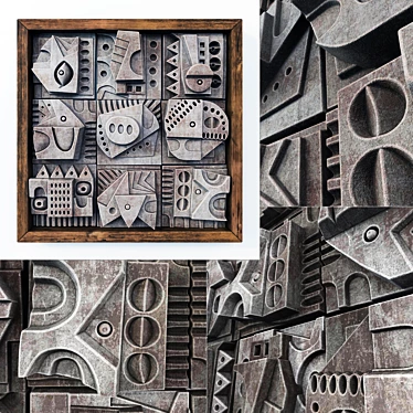 Title: Hieroglyphic Cube Panel - Elegant Decorative Accent 3D model image 1 