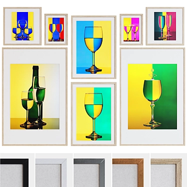 Colorful Modern Frame Set with Glassware Photos 3D model image 1 