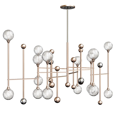 Elegant Linear Glass Chandelier 3D model image 1 