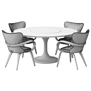 Apriori T 160 Marble Brown Dining Set 3D model image 1 