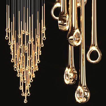 Elegant Eyelet Chandelier: Illuminate in Style 3D model image 1 