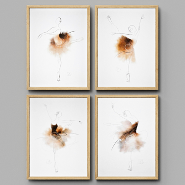 Ballet Beauty: Set of 4 Paintings 3D model image 1 