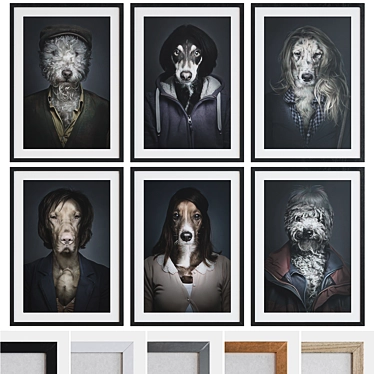 Abstract Portraits Dog Picture Frames 3D model image 1 