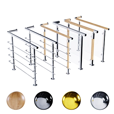 Sleek Stainless Steel Railing 3D model image 1 