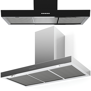 Sleek Jet Black Extract Cooker Hood 3D model image 1 