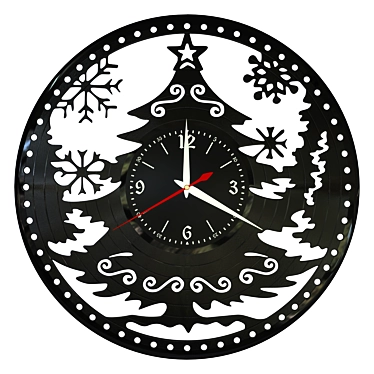 Vinyl New Year Clock: Festive Timepiece 3D model image 1 