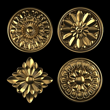 Elegant Rosettes 13 - Gold-Gypsum Blend 3D model image 1 