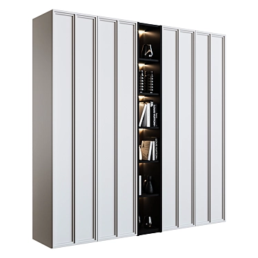 Stylish Illuminated Cupboard with Shelves 3D model image 1 