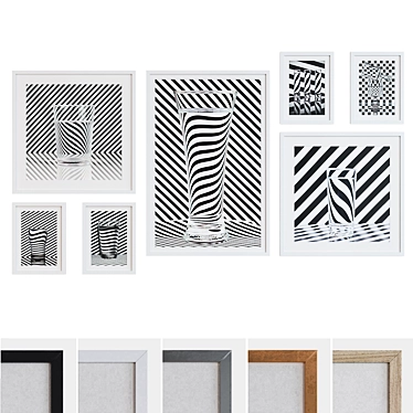 Modern Set of 7 Glass-Filled Picture Frames 3D model image 1 