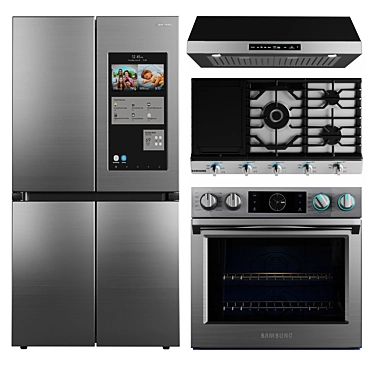 Samsung Appliance Bundle: Fridge, Oven, Gas Hob & Hood 3D model image 1 