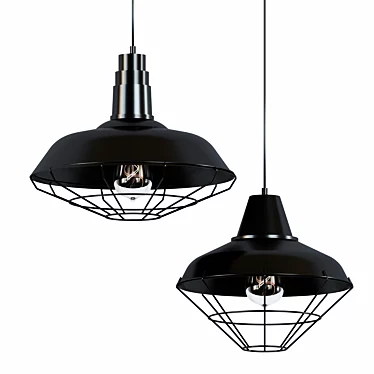 Retro Black Metal Chandelier: Wholesale Industrial Loft Iron Lamp 3D model image 1 