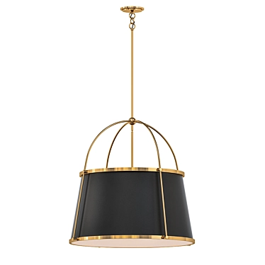 Elegant Brass and Black Chandelier 3D model image 1 