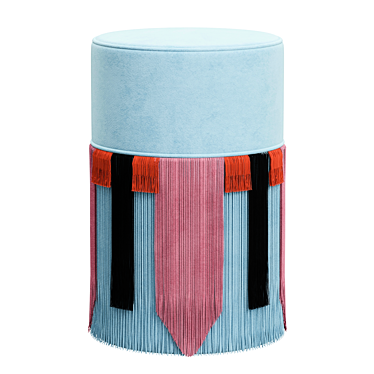 Geometric Fringe Blue Pouf: Lorenza Bozzoli Design 3D model image 1 