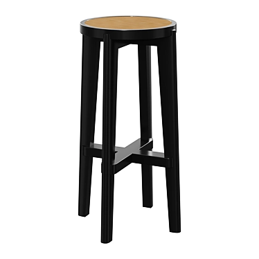 Classic Rattan Cane Bar Stool 3D model image 1 