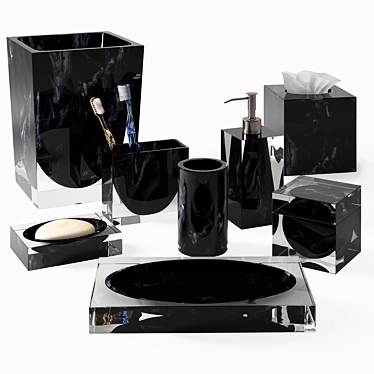 Luxury Black Bath Accessories Set 3D model image 1 