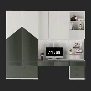 Spacious Kids Wardrobe - 3000mm Width 3D model image 1 