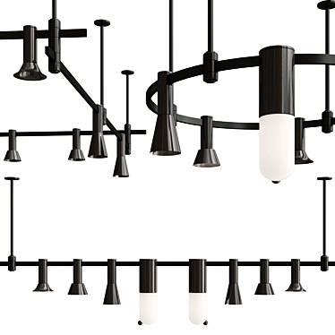 Sleek Track Lighting: AUROOM BLACK 3D model image 1 