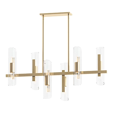Samantha Brass Chandelier: Elegant 12-Light Fixture 3D model image 1 