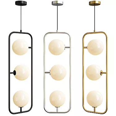 Sleek Black Pendant Lighting 3D model image 1 