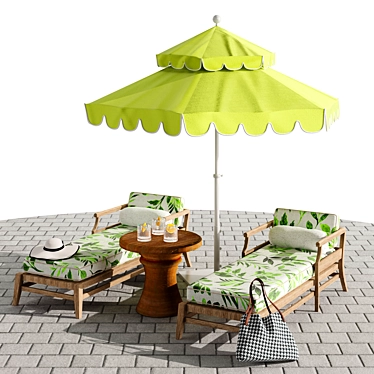 Sunset Paradise Beach Lounge Set 3D model image 1 