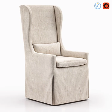 Elegant Belgian Wingback Armchair 3D model image 1 