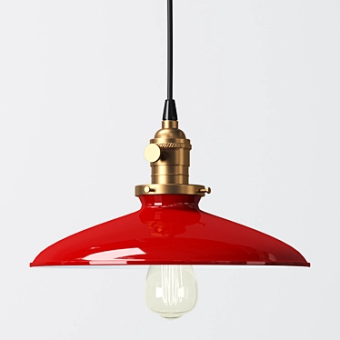 Red Porcelain Industrial Light Fixture 3D model image 1 