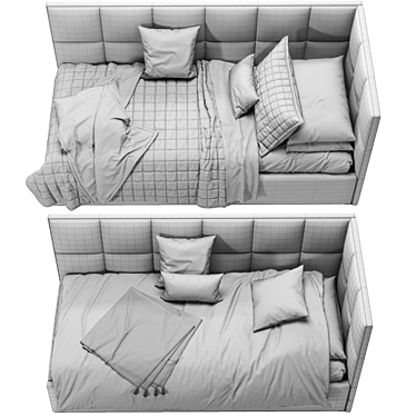 Cozy Corner Bed: Comfy & Compact Design 3D model image 1 