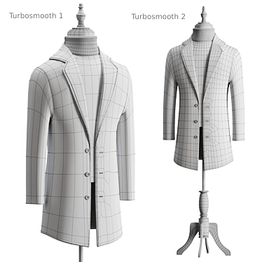 Classic Wool Blend Men's Coat 3D model image 1 