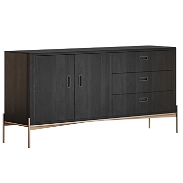 Grotto Cabinet: Exquisite Solid Wood Storage 3D model image 1 