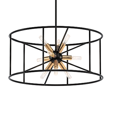 Elegant Black 9-Light Pendant 3D model image 1 