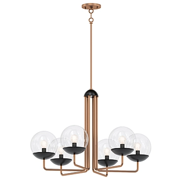 Stylish 6-Light Chandelier with Glass Orbs 3D model image 1 