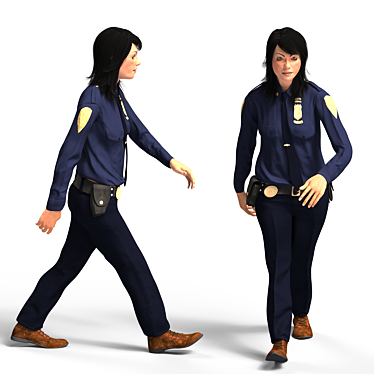 Low Poly Walking Female Police Officer 3D model image 1 